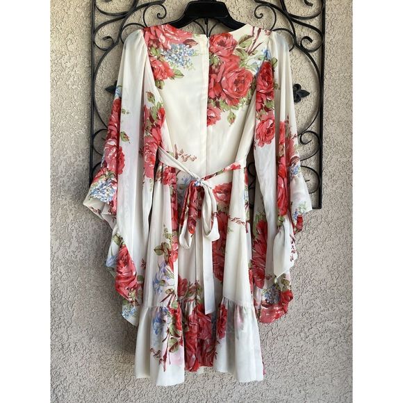 Betsey Johnson Floral Rose Bambi Bell Sleeve Dress - Size 6 - Multicolored - Picture 7 of 11